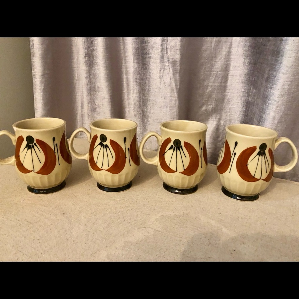 Mid century modern Stone ware mugs